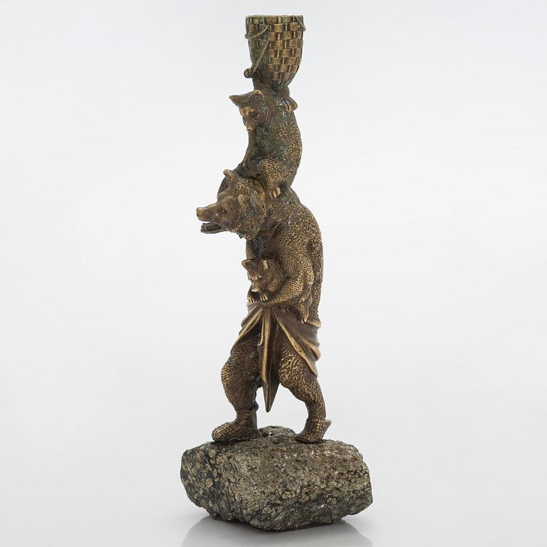A Russian bronze candle holder, circa 1900.