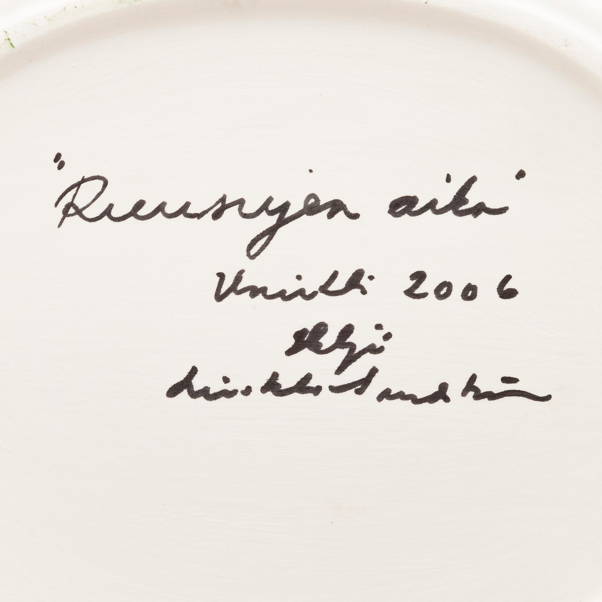 HELJÄ LIUKKO-SUNDSTRÖM, unik dekorationsfat, signerad, Heljä Liukko-Sundström 2006.