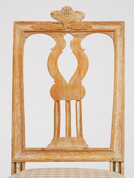 A set of six Gustavian chairs, late 18th century.