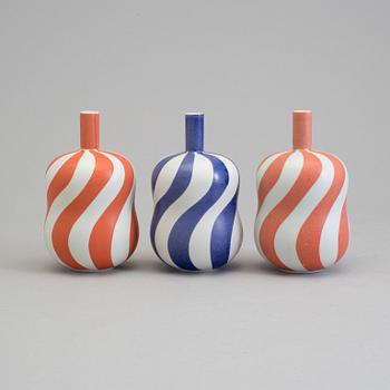 INGER PERSSON, three vases, stoneware, two signed I Persson and dated -94, Rörstrand.