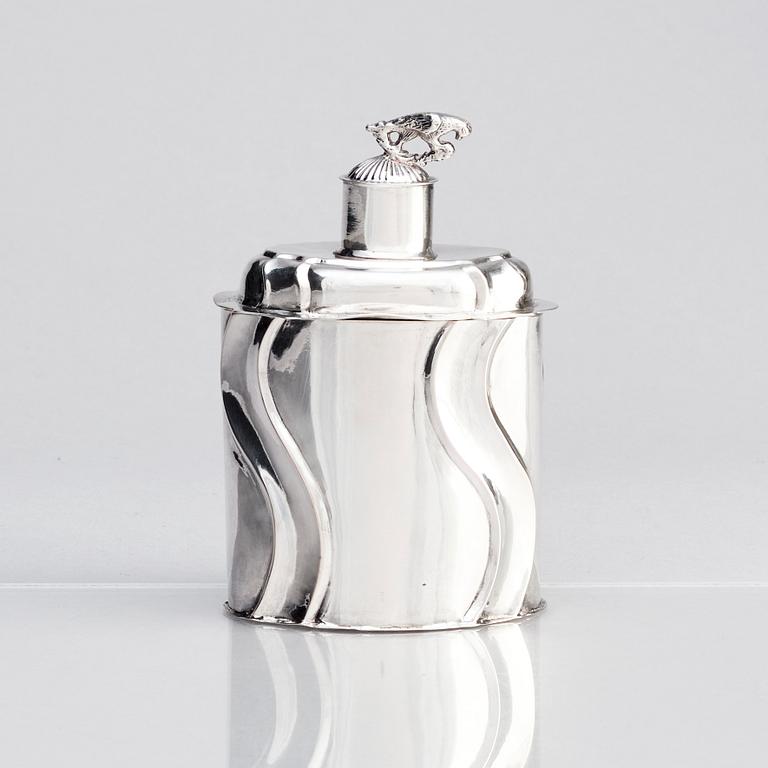 A Swedish 18th century silver tea caddy, restamped Claes Christian Carlén, Borås 1844.
