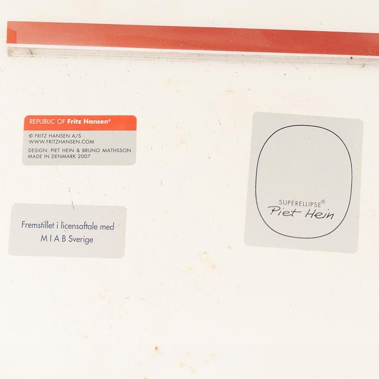 Arne Jacobsen, Bruno Mathsson & Piet Hein, a 'Super circle' dining table, Fritz Hansen, Denmark, 2007.