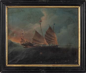 Unknown artist, marine motifs of junks.