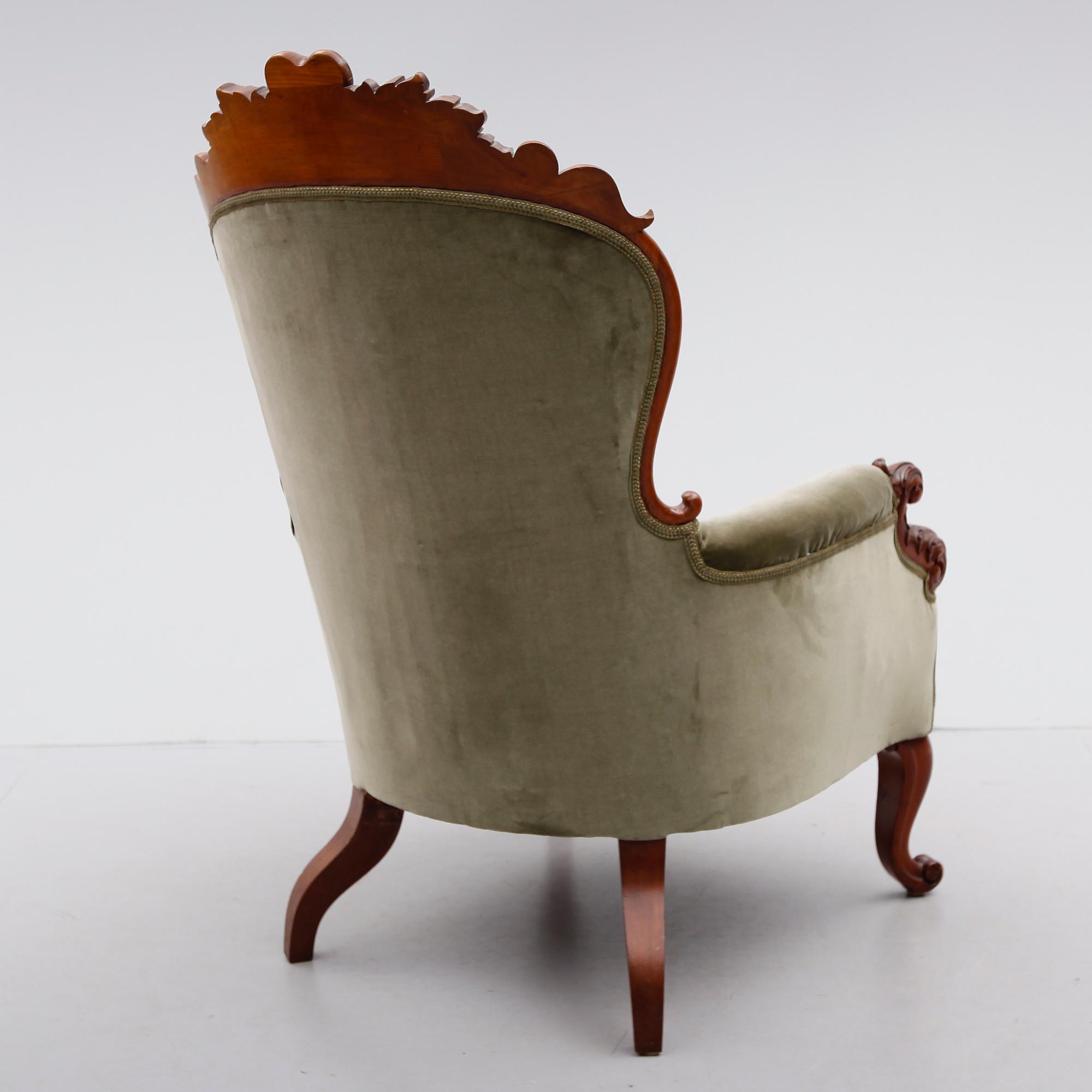 FÅTÖLJ, nyrokoko, sent 1800-tal.