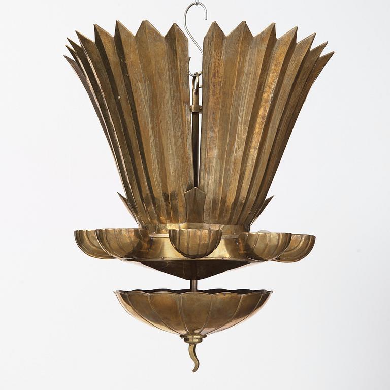 Lars Holmström, a Swedish Grace brass chandelier, Arvika.