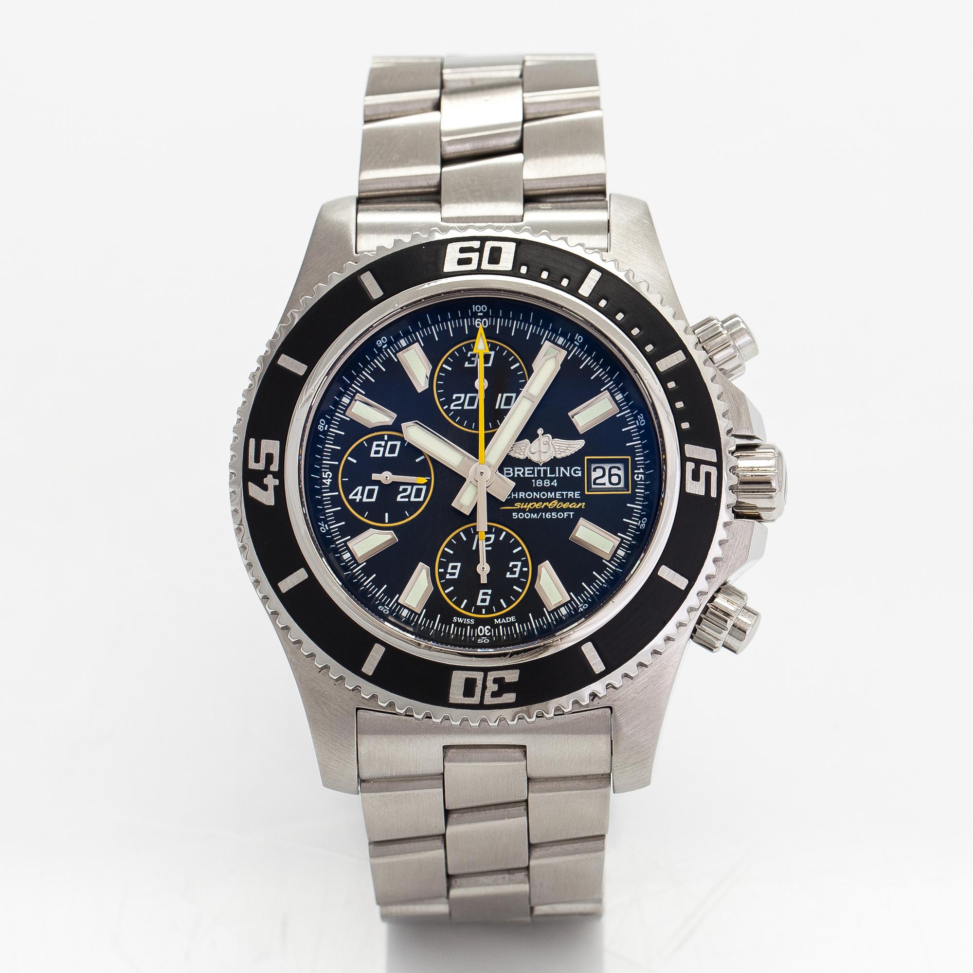 Breitling, Superocean, chronometre, 500m, wristwatch, 44 mm.