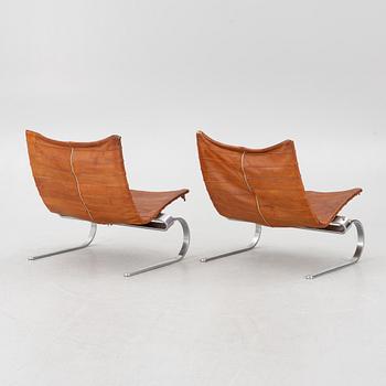 Poul Kjaerholm, a pair of "PK20" easy chairs, E Kold Christensen, Denmark, post 1968.