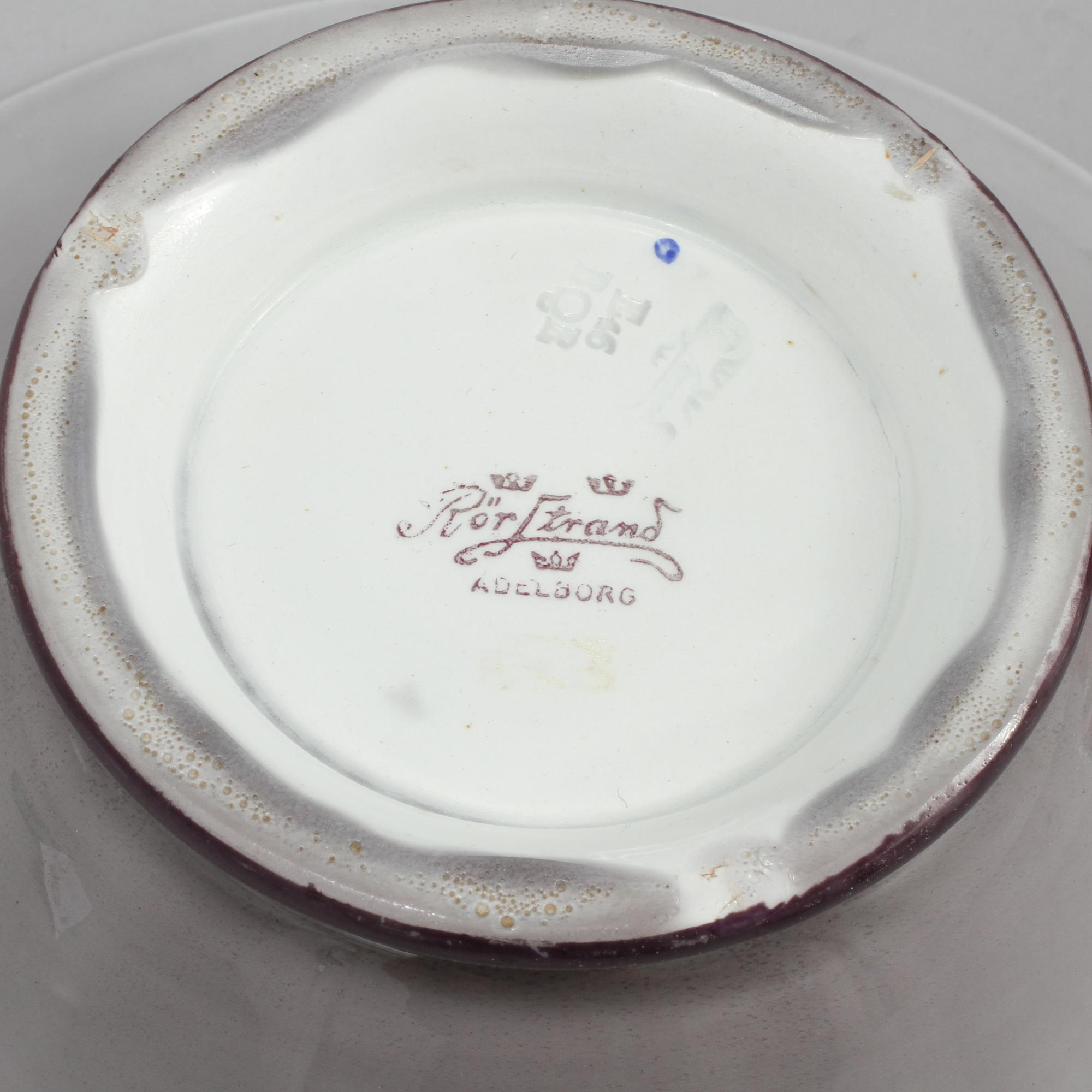 SKÅL SAMT LJUSSTAKAR, ett par, Louise Adelborg, Rörstrand, 1920-tal.