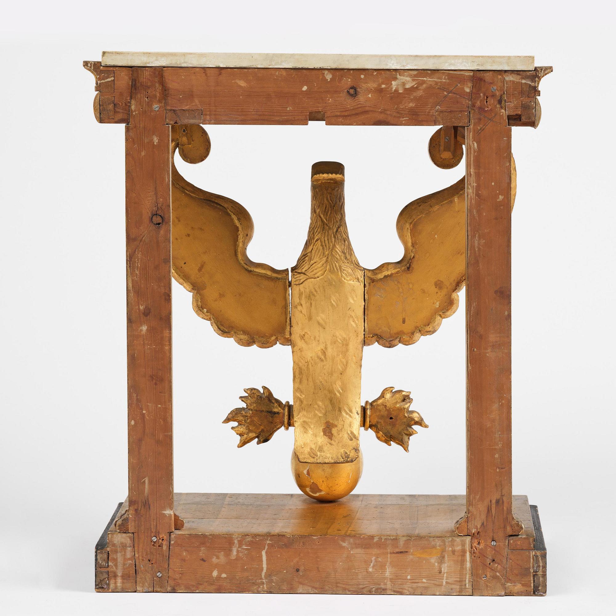 A Swedish Empire giltwood console table, early 19th century.