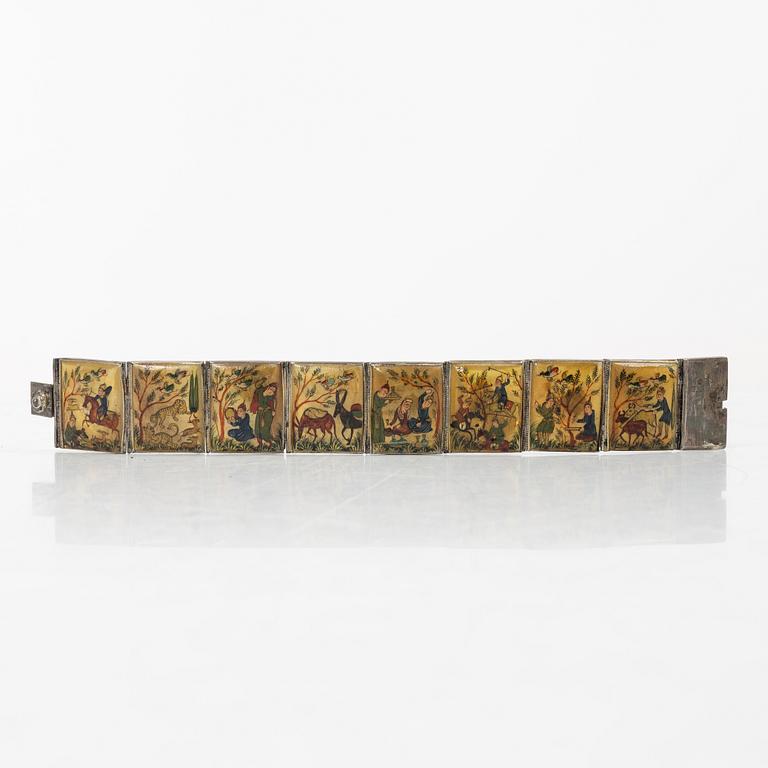 A silver and mother-of-pearl bracelet, Persia, circa 1900.