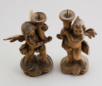 LJUSSTAKAR, 1 par, Leonhard Höldrich, Oberammergau, 1900-tal.