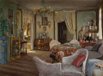612. Johan Krouthén, "I salongen - Minna och Carl-Fredrik von Malmborg" (Von Malmborgska hemmet i Linköping).