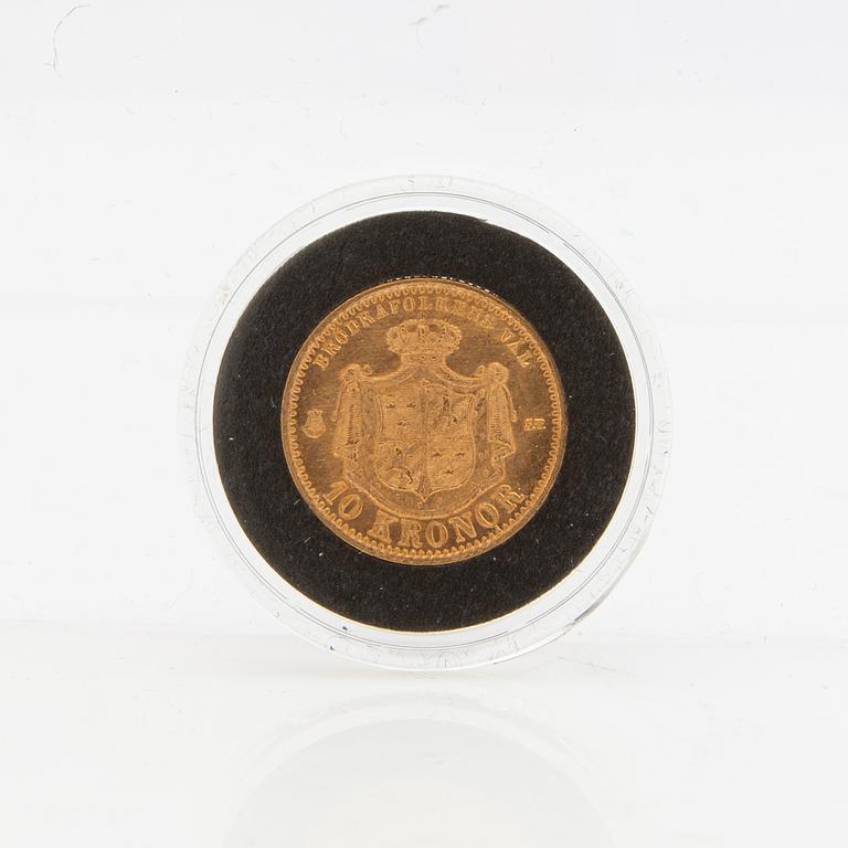 Guldmynt Sverige, Oscar II 10 kr, 1874 på 1873.