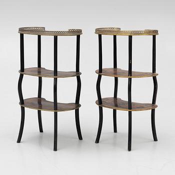 a pair of etageres,  Louis XVI style, circa 1900.