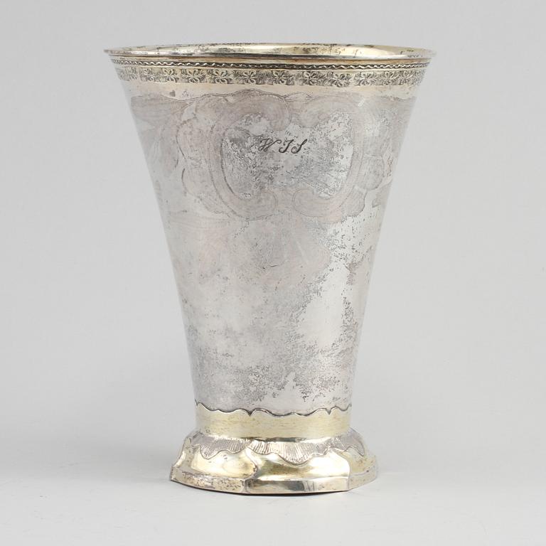 BÄGARE, silver, Carl Fahlberg, Uppsala, 1783, vikt 440 gram.