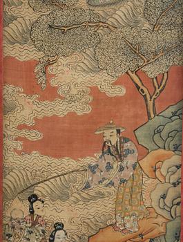 A set of four kesi panels depicting Xiwangmu and the daoist Immortals, late Qing dynasty.
