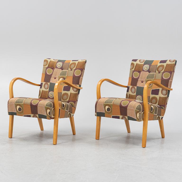 A pair of easy chairs, 1940's.