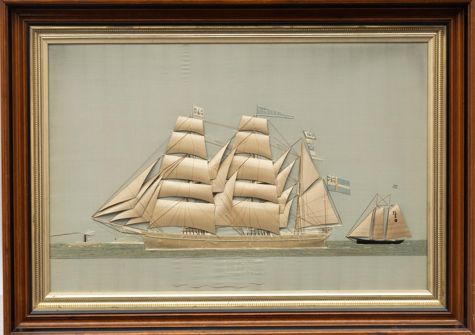 A ship portrait, Thomas Willes (Willis), silk, New York, USA, late 19th Century.