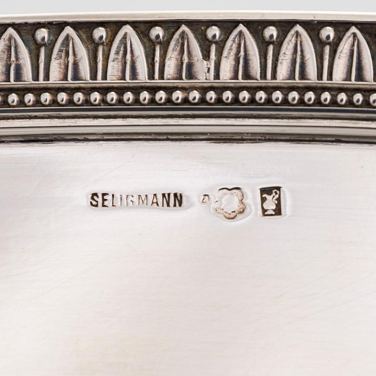 A silver tray, maker's mark of Eduard Friedman, Vienna, Austria-Hungary 1881-1919.