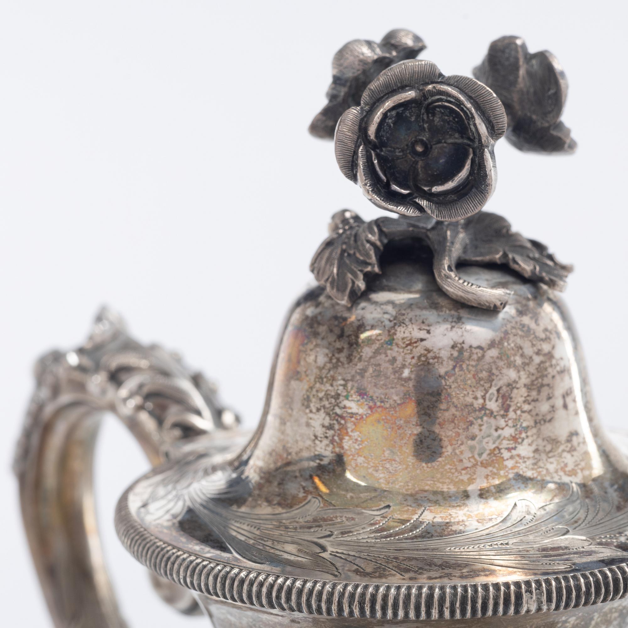 Frans Holm, coffee pot and cream jug, silver, Vadstena, 1877-79.