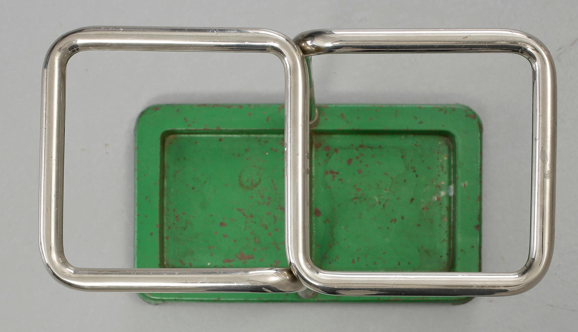 PARAPLYSTÄLL, krom och gjutjärn. 1930-40-tal.