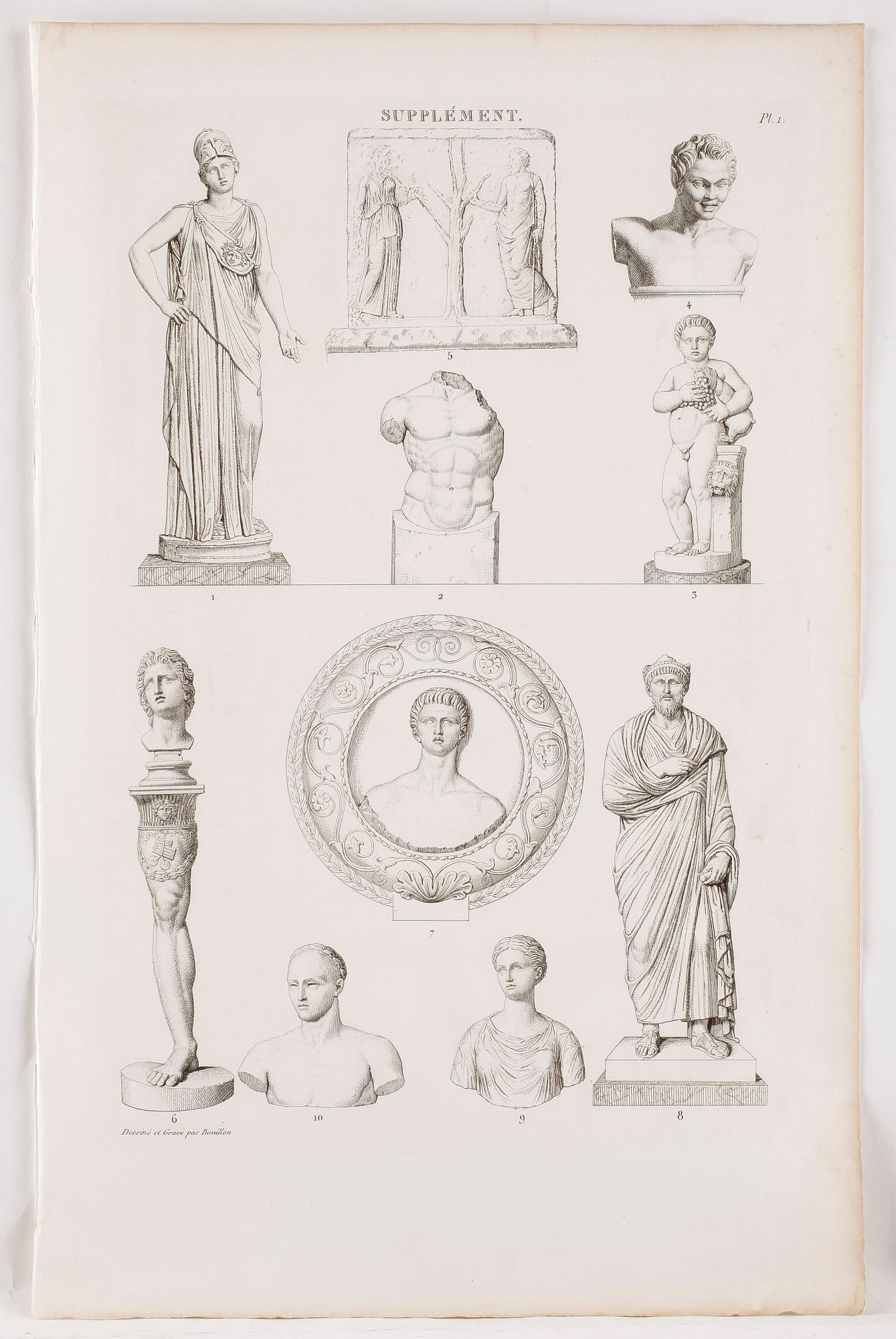 PIERRE BOUILLON, Kopparstick, 3 st, 1800-talets första fjärdedel.