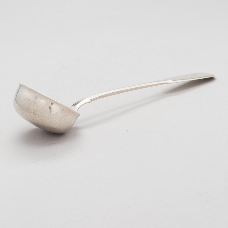A Grachev silver soup ladle, Saint Petersburg, 1894. Imperial warrant mark. Spoon, silver, unidentified master, 1856.