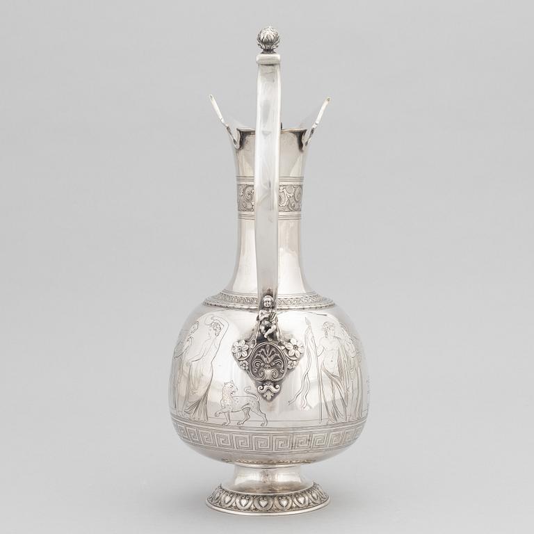 A silver wine jug, mark of Emil Ferdinand Dahl, Copenhagen 1865.