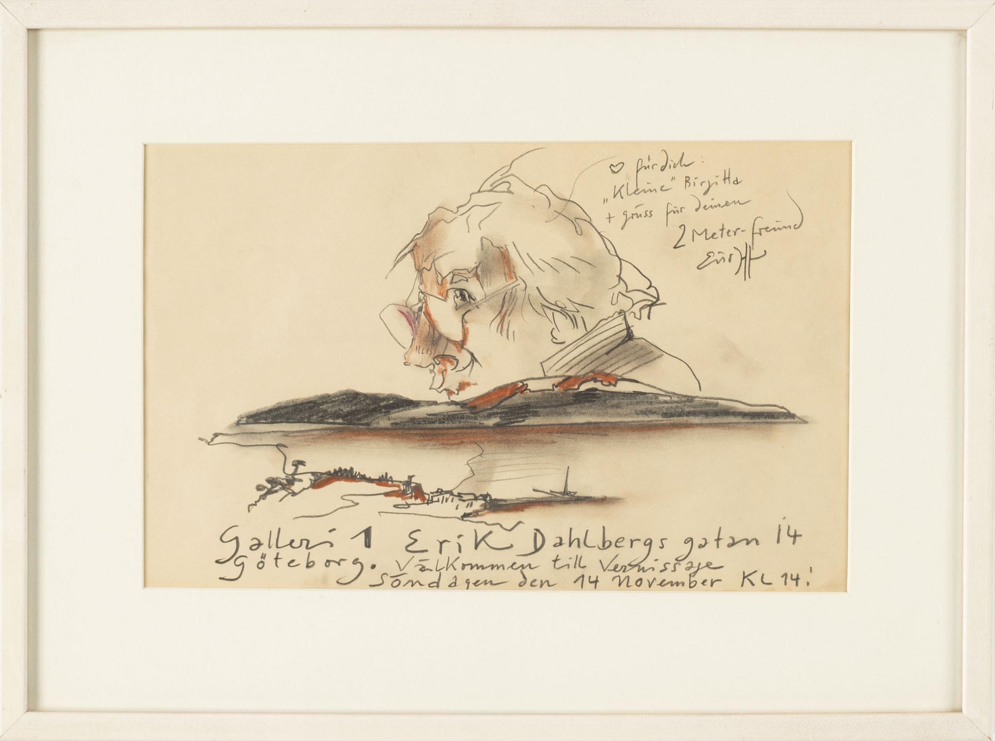Horst Janssen, mixed media, signed.