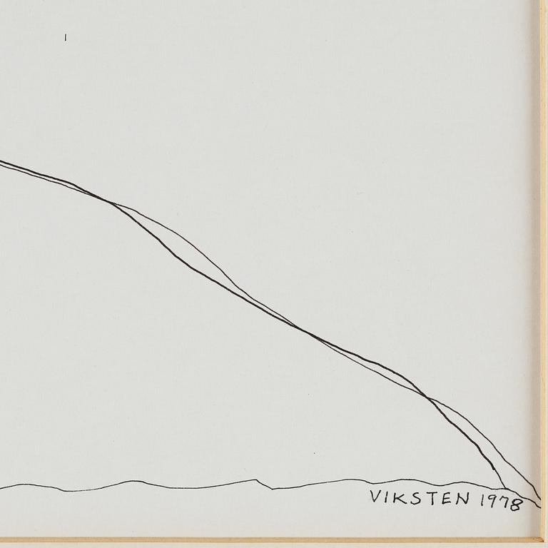 Hans Viksten, tusch på papper, signerad och daterad 1978.
