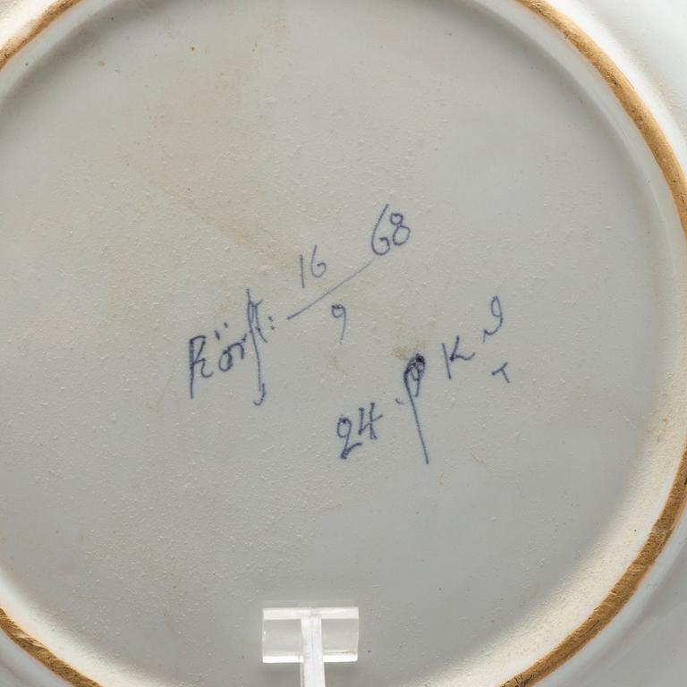 TALLRIKAR, nio stycken, fajans. Rörstrand, 1700-tal.