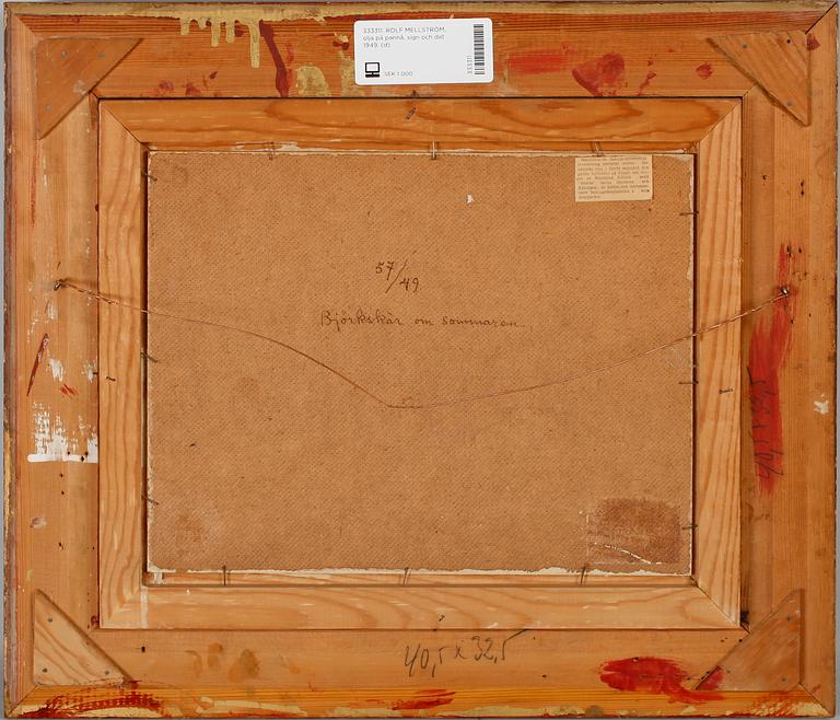ROLF MELLSTRÖM, olja på pannå, sign och dat 1949.