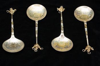 SKEDAR, 4 st, silver, Sigfrid Petersson, Bollnäs, 1980. Tot vikt 184 g.