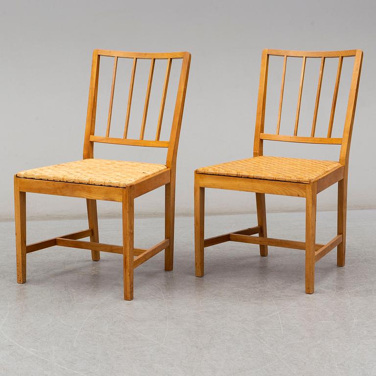 JOSEF FRANK, a set of six elm and rattan dining chairs, model 800.