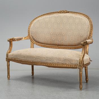 Salongsgrupp, 4 delar, Louis XVI-stil, omkring 1900.