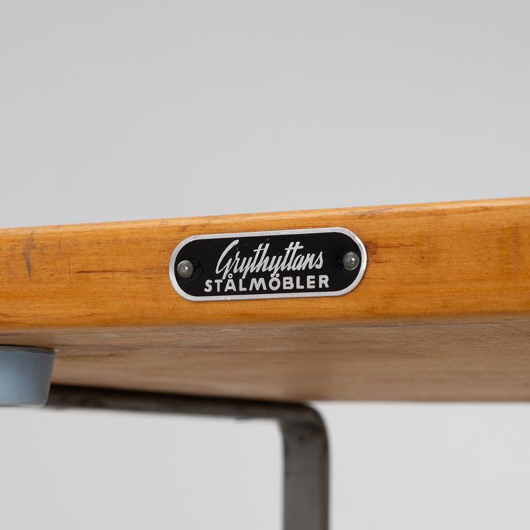Six 'Chair 10', mid-20th century. Grythyttan's steel furniture. First half of the 20th century.
