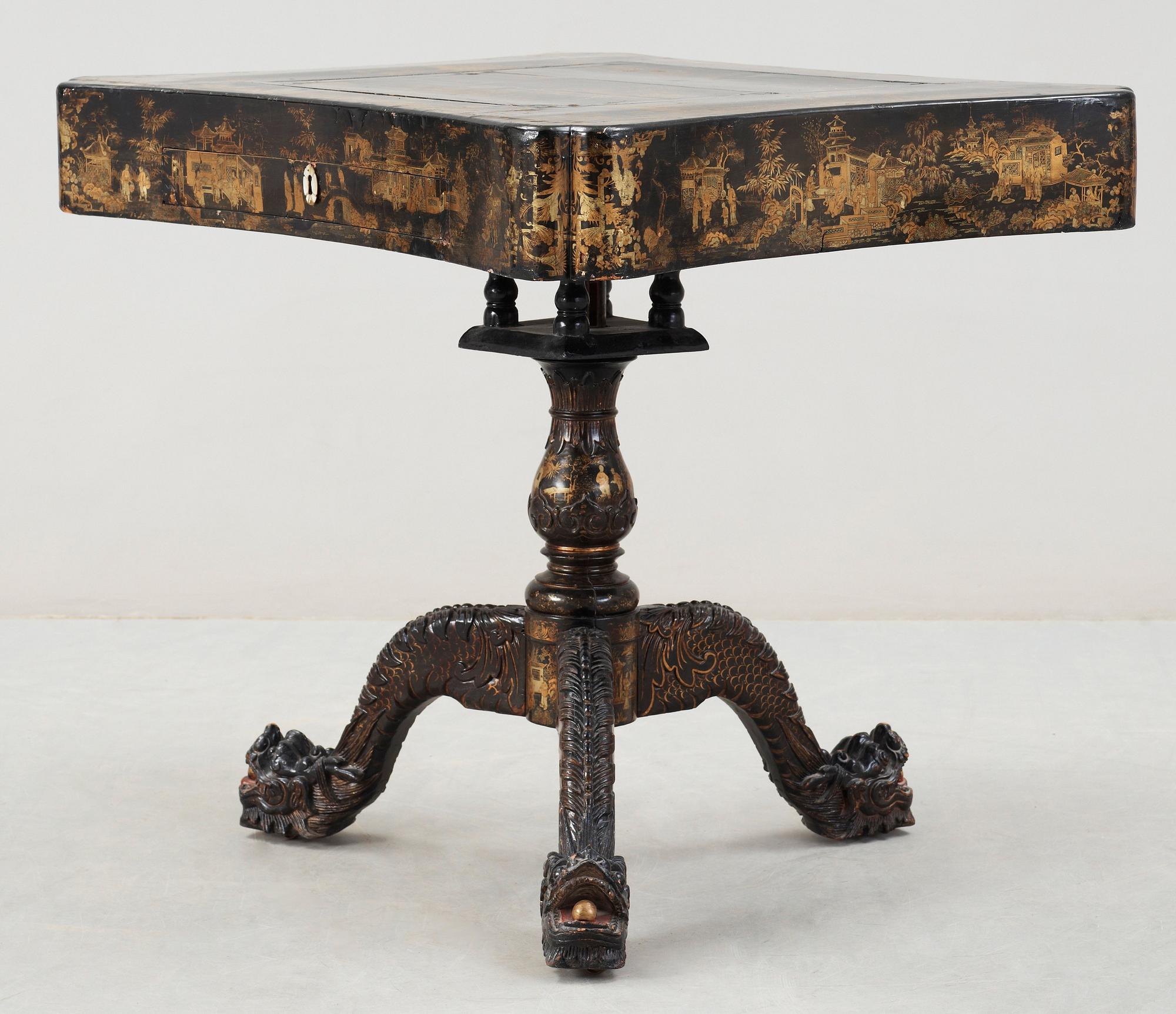A lacquer games table. Qing dynasty, 19th Century.