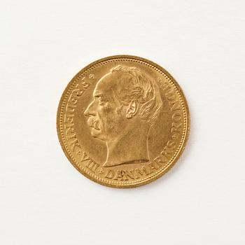 Frederik VIII, gold coin, Denmark, 20 kr, 1910.