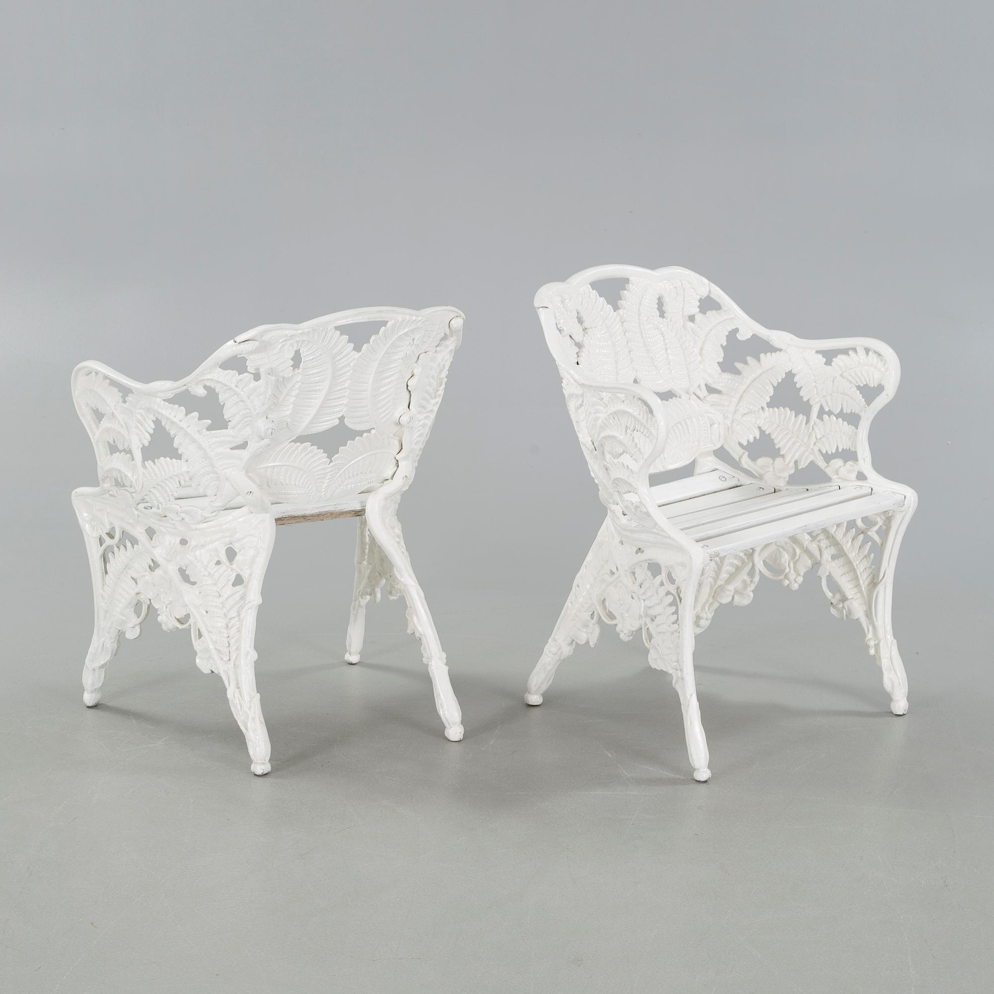 A pair of garden chairs from Melins in Anderstorp, second half of the 20th century.