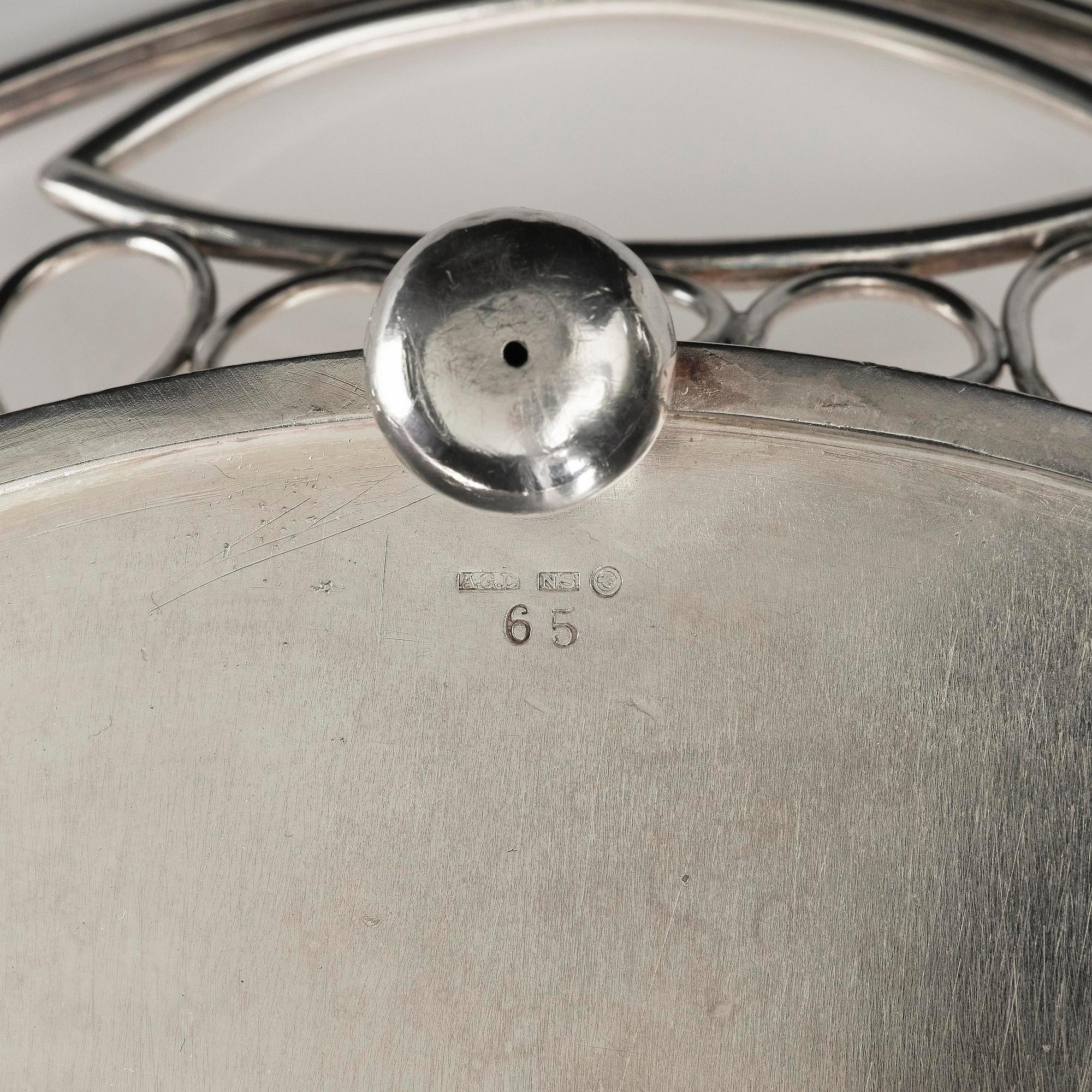 A silver plated tray, mark of company A.G. Dufva, Stockholm, Sweden 20th century.