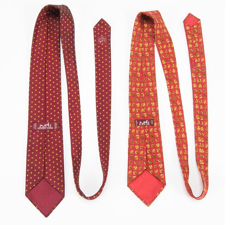 Hermès, four silk ties.