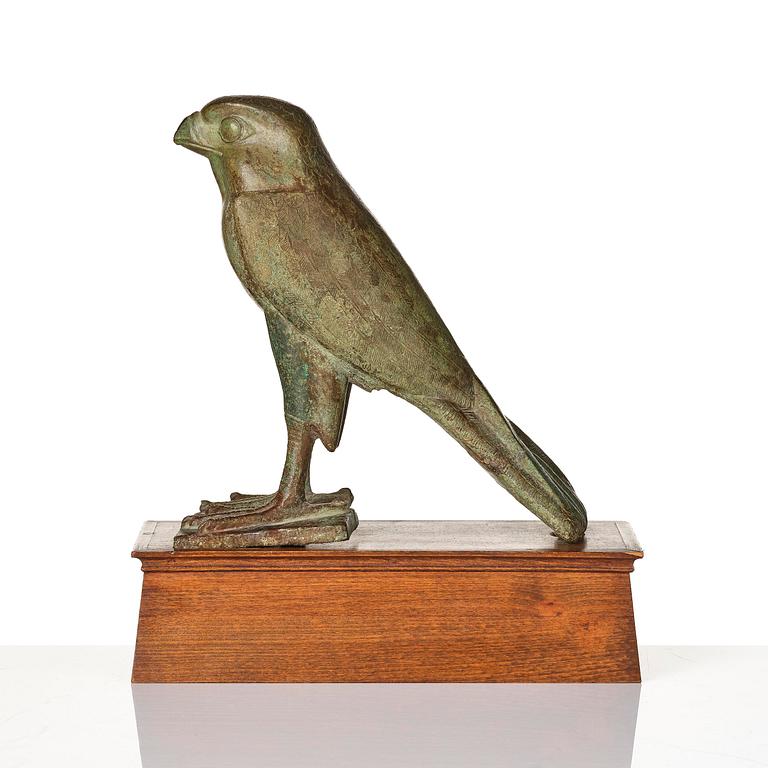 Skulptur av Horus-falken, troligen från Saitisk tid (663-525 f.Kr.) Egypten.