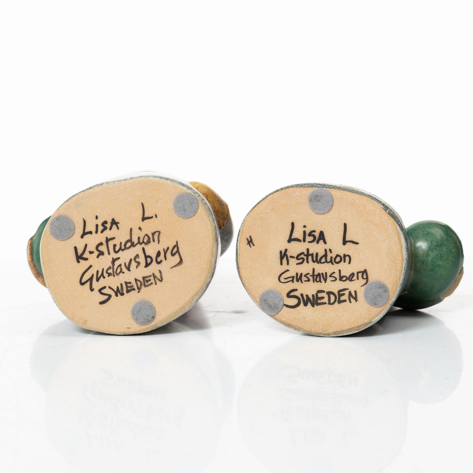 Lisa Larson, figuriner, 8 st, stengods, bl.a. ur serien "Tomtefamiljen", Gustavsberg och K-Studion.