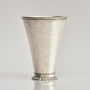 A Swedish 18th century parcel-gilt silver beaker, mark of Christoffer Wasserman, Lindesberg (1734-1770).