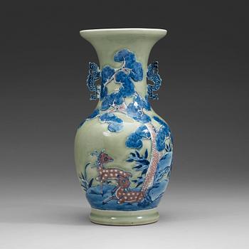 503. A celadon ground porcelain baluster vase, Qing dynasty (1644-1912).