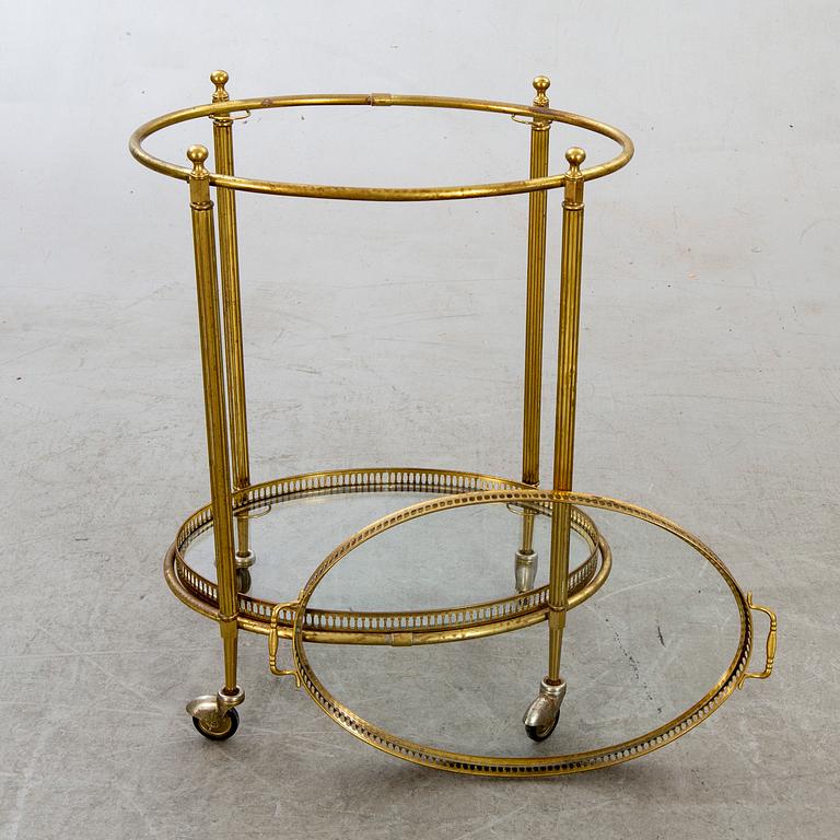 SERVERINGSVAGN, glas och mässing, 1900-talets andra hälft.