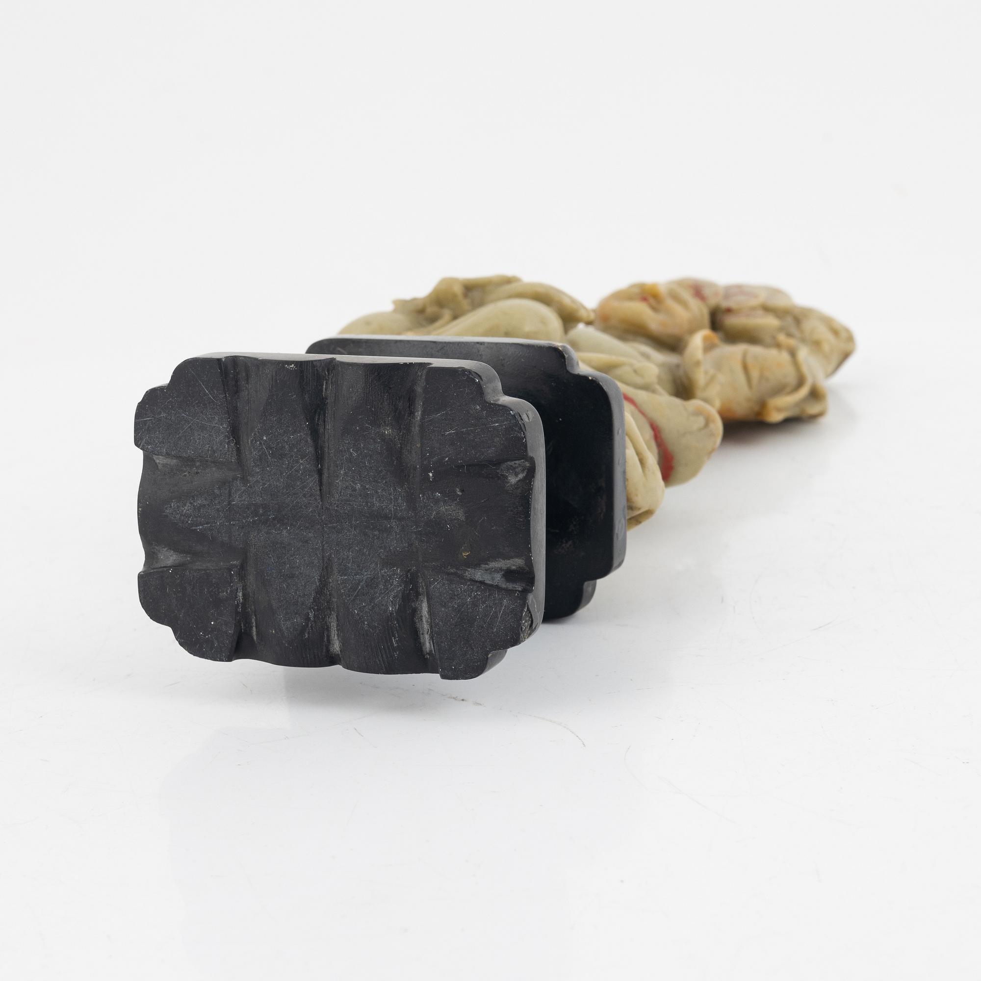 A Chinese soapstone figure / censer, 20th century.