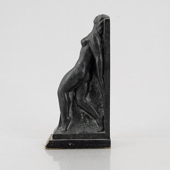 Axel Gute, a Swedish Grace bronze book end, first half of the 20th century.