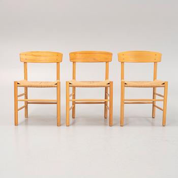 Børge Mogensen, stolar 3 st, modell "J39", Fredericia möbelfabrik, Danmark, 1900-talets andra hälft.