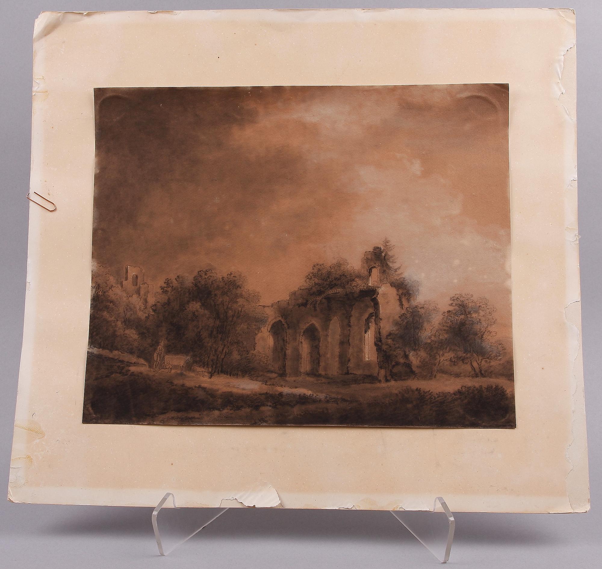 PARTI TECKNINGAR och GRAFIK 6 delar. Bla 2 teckningar av Gunnar Hallström. 1800/1900-tal.
